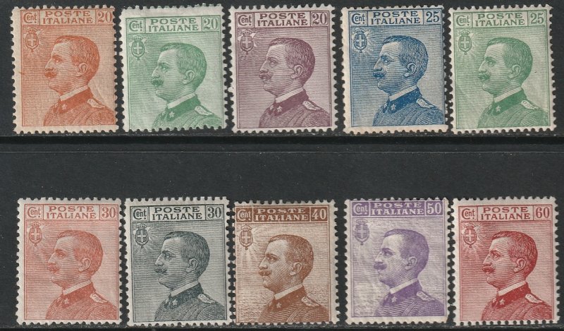 Italy 1908-27 Sc 97-104,106 partial set MH*