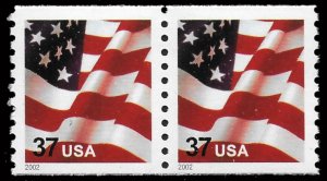 Sc 3631  37¢ USA Flag Coil Pair, MNH