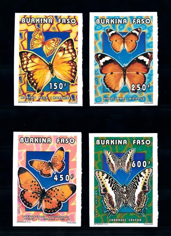 [93790] Burkina Faso 1996 Insects Butterflies Papillons Imperf. Set MNH