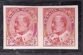 Canada-Sc#90a- id655a-unused NH 2c carmine Imperforate KEVII pair-1903-     