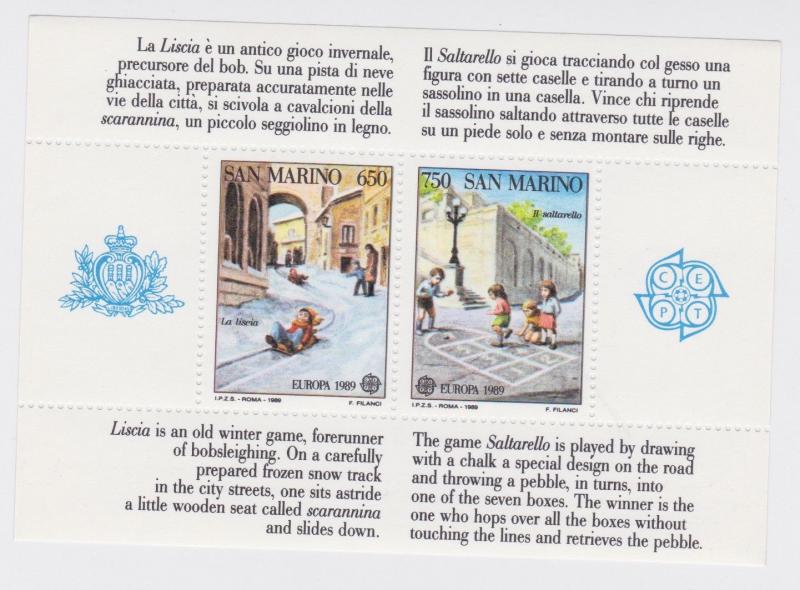 SAN MARINO 1989 Foglietto - Sheetlet EUROPA MNH - B13504