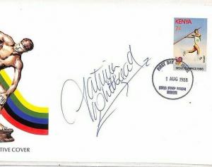 OLYMPICS Kenya Cover Signed *Fatima Whitbread* FDC {samwells-covers}1988 DD124