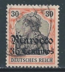 Germany Offices in Morocco #38 Used 30pf Germania Issue Ovptd. Marocco & Su...