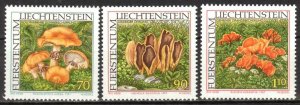 Liechtenstein 1997 Mushrooms set of 3 MNH