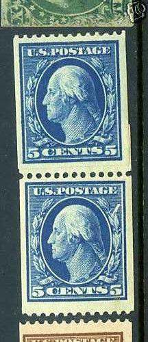 351 Washington Mint Paste-Up Coil Pair of 2 Stamps with Weiss Cert (351-21)