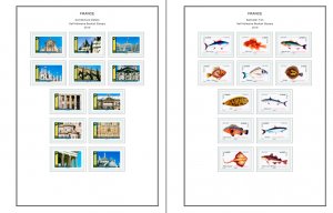 COLOR PRINTED FRANCE 2019-2020 STAMP ALBUM PAGES (63 illustrated pages)