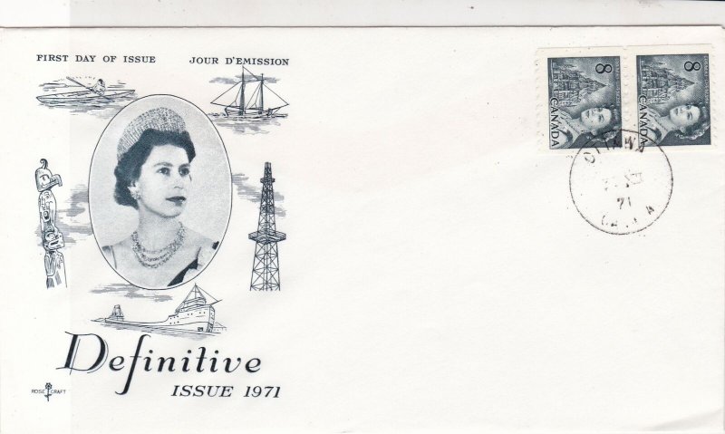 Canada 1971 FDC Queen Elizabeth ll Boats Comms Definitive Stamps Cover ref 21982