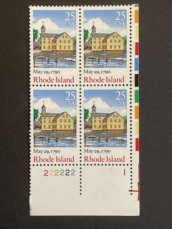 Scott # 2348 25-cent Rhode Island Statehood Stamp, MNH Plate Block of 4 