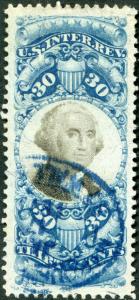 #R113 XF + GEM BLUE HAND STAMP CANCEL CV $110 BM3298