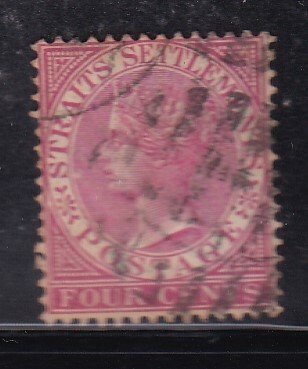 Straits Settlements 1882 Sc 43 QVl 4c carmine rose Used