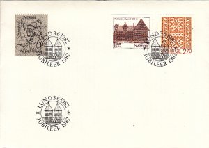 Sweden 1982 FDC Sc #1407-#1409 Elin Wagner, Burgher House, Embroidered lace r...