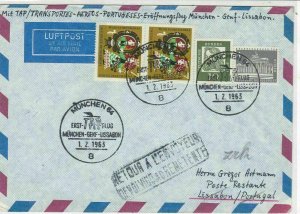 Germany 1963 Airmail Munchen First Flight Special Cancel Stamps Cover ref 22731