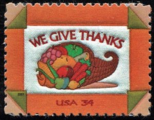 SC#3546 34¢ Thanksgiving Single (2001) SA