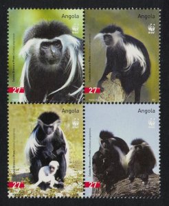 Angola WWF Colobus Monkey 4v Block of 4 2004 MNH SC#1279 a-d SG#1717-1720