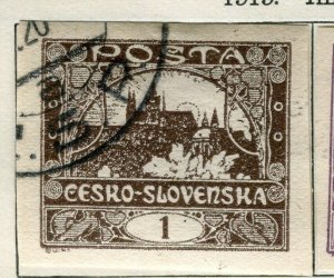 CZECHOSLOVAKIA;  1919 early Imperf issue used 1h. value