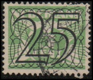 Netherlands 234 - Used - 25c on 3c Seagull, Black Ovpt (1940) (cv $0.55)