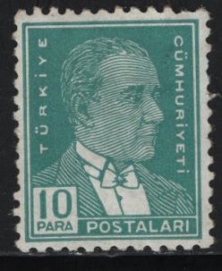 TURKEY, 748A, HINGE REMNANT, 1931-42, MUSTAFA KEMAL PASHA (KEMAL ATATURK)