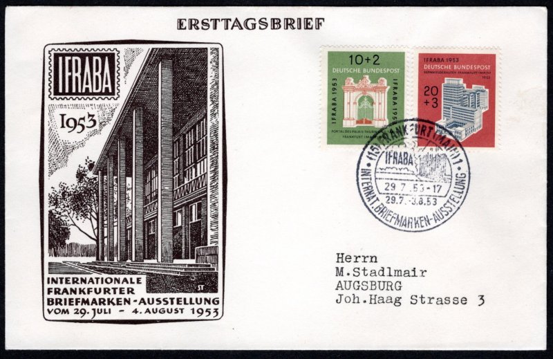 GER SC #B332-3 1953 S-P/For Welfare Organizations FDC 07-1953