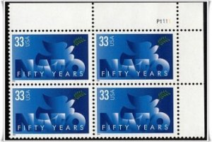 US Stamp #3354 MNH - NATO 50th Anniversary Plate Block of 4