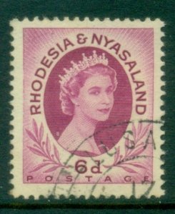 Rhodesia & Nyasaland 1954-56 QEII Portrait 6d red lilac FU