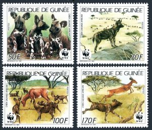 Guinea 1069-1072, hinged. Michel 1194-1197. WWF 1987. African wild dog.Gazelle.