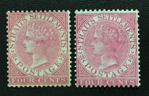 MALAYA Straits Settlements 1867-72 QV 4c Varieties Mint Wmk CC SG#12 M3870