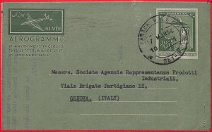 aa5163 - PAKISTAN - Postal History - STATIONERY Aerogramme KESSLER #12 to ITALY