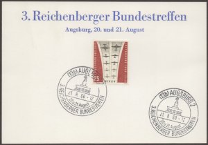 Germany Reichenberg Federal Meeting Augsburg Special First Day Card Cancel Mi188