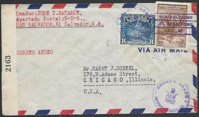 SALVADOR 1942 censor cover to USA........................................27430