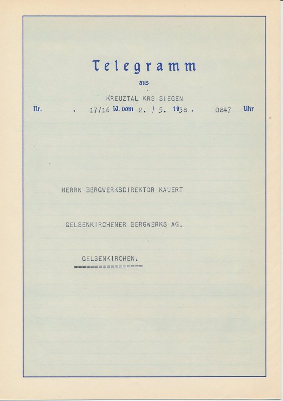 Telegram Germany 1938 Schmuckblatt Telegramme - Nazi flag under Sailing ship - O