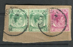 STRAITS SETTLEMENTS; 1940s early GVI issue fine used POSTMARK PIECE