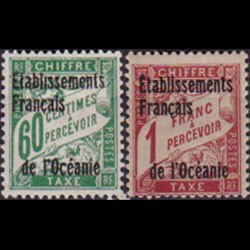 FR.POLYNESIA 1926 - Scott# J6-7 Numeral Opt. 60c-1f LH