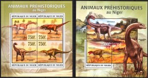 Niger 2013 Dinosaurs II Sheet + S/S MNH