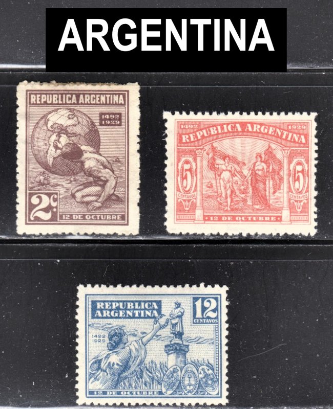 Argentina Scott 371-73 complete set F to VF mint OG H or HR.