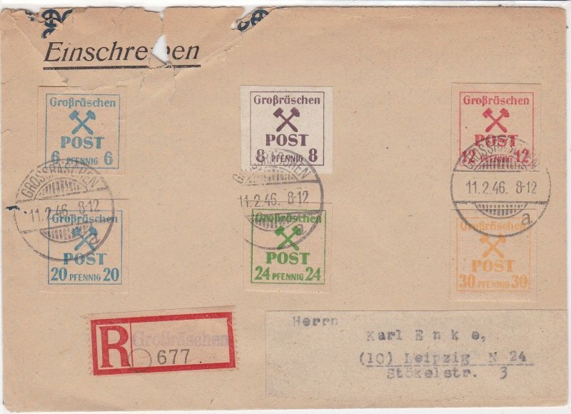 Grossraschen 1946 Multiple Stamps Cover ref 22162 