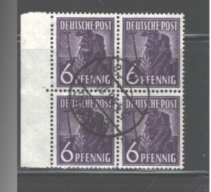 GERMANY,1947-1948, D.POST #558 BLOC OF 4 USED