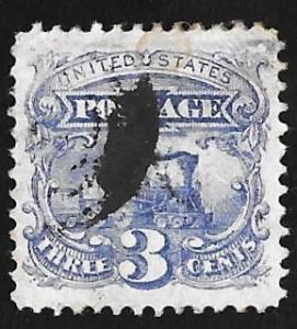 #114 3 cents Locomotive Stamp used EGRADED XF 91 XXF