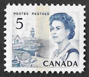 Canada #458PA 5 cent Fishing Village, Blue mint OG NH VF