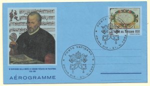 VATICAN CITY 1994 Giovanni Pierluigi da Palestrina Aerogramme Mi.LF32 FDOI