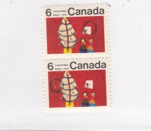 CANADA # 525 VF-MNH CHRISTMAS PAIR VARIETIES CAT VALUE $30