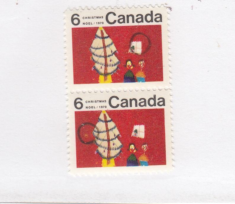 CANADA # 525 VF-MNH CHRISTMAS PAIR VARIETIES CAT VALUE $30