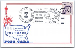 US POSTAL CARD SPECIAL EVENT POSTMARK 175th ANNIV OF THE LOUISIANA PURCHASE '78