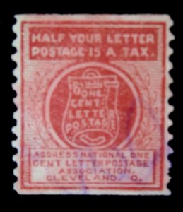 US - PROTEST POSTER STAMP - 'HALF YOU LETTER POSTAGE IS A TAX'