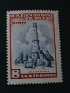 ​URUGUAY-1954 SC#611 ISLAND OF SEALS-LOVELY SEA LIONS-MNH -VF-LAST ONE