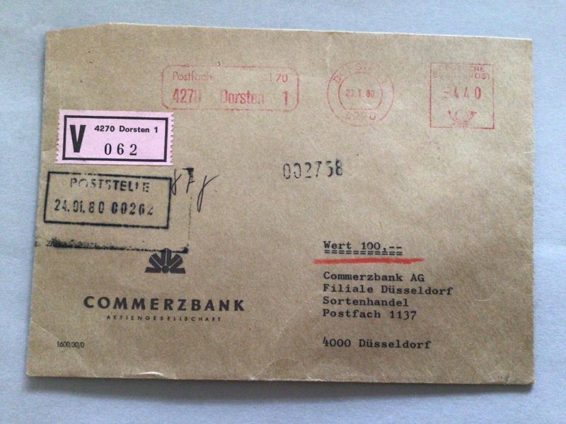 Germany wax Seals registered Commerce Bank  postal cover 66269 