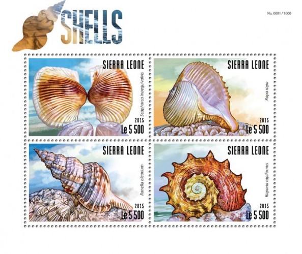 SIERRA LEONE 2015 SHEET SHELLS SEASHELLS MARINE LIFE srl15315a