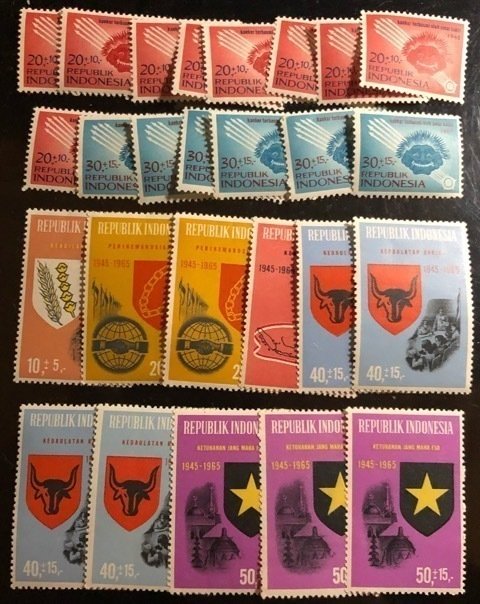 Indonesia Scott# B180-B185 Unused Lot of 26 F/VF to XF  Cat. $5.75