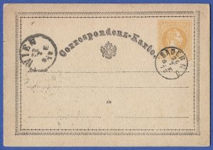 AUSTRIA 1871 2kr postal card, Mi P8 Used VF, German language, BADEN N.O. cancel