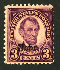 U.S. #672 MINT OG HR