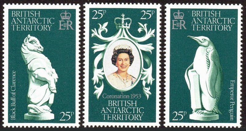 British Antarctic Territory 71 a-c, MNH. QE II Coronation 25th anniv. 1978